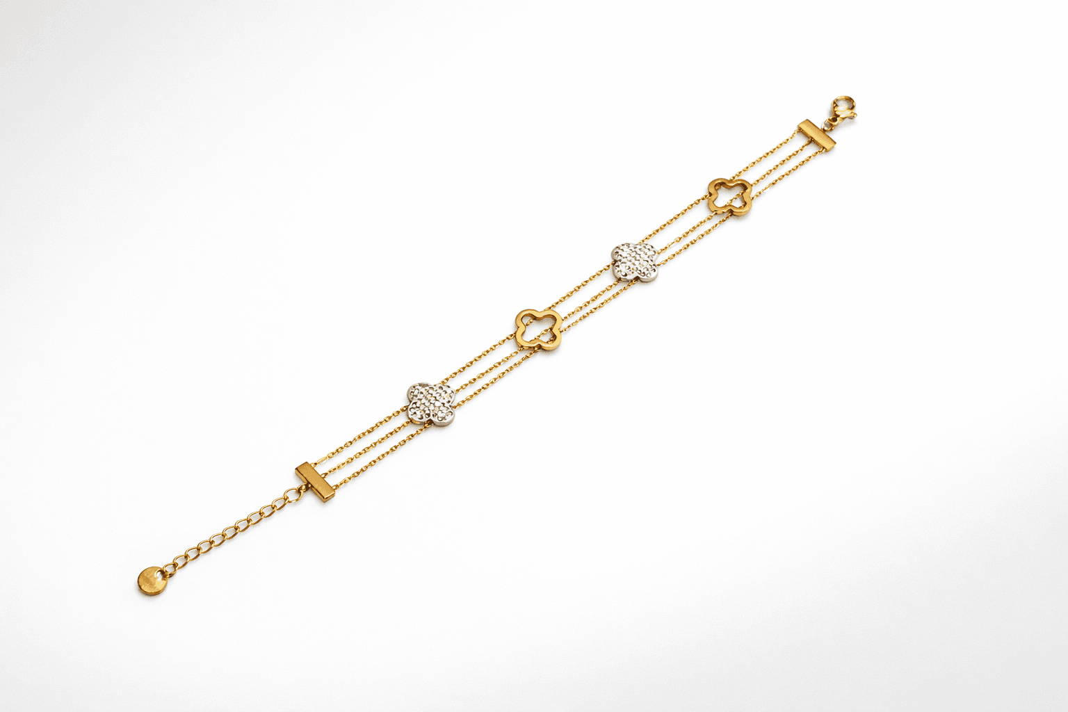 Gold Plated Four-leaf Clover Pendant Bracelet minimal jewellery by Elvarra