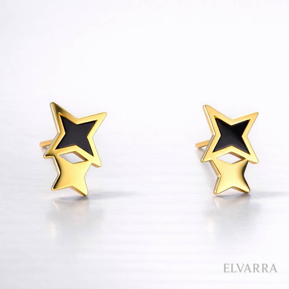 Gold Plated Star Earrings  Vintage Stud Earrings minimal jewellery by Elvarra