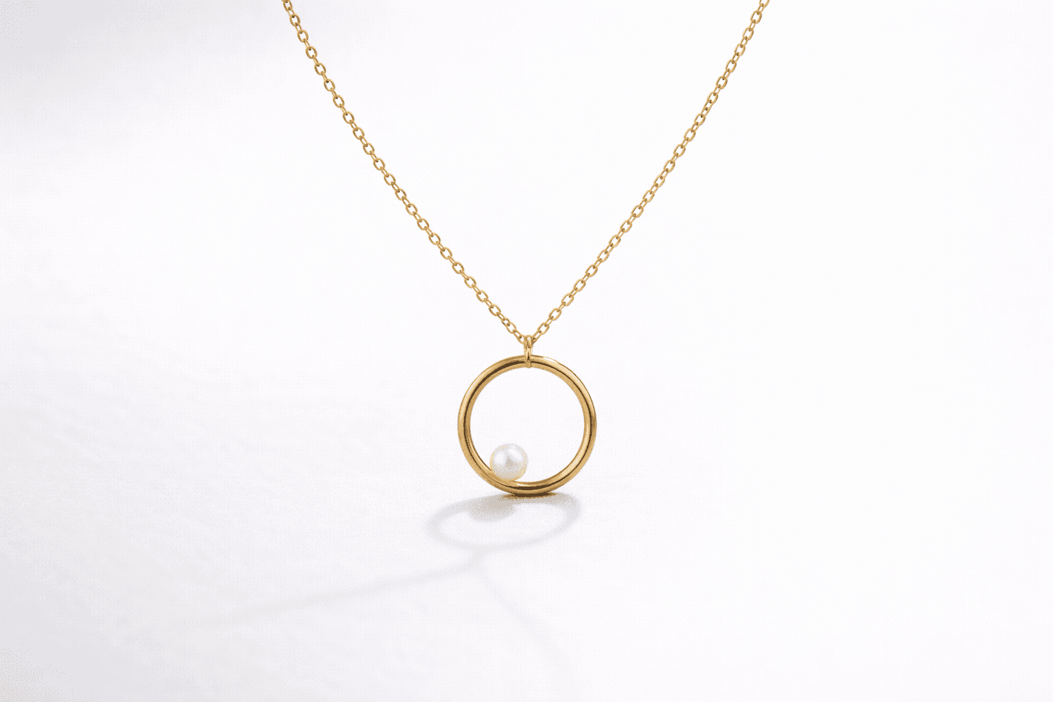 Trendy 18K Gold Plated Stainless Steel  Pearl Necklace minimal jewellery by Elvarra