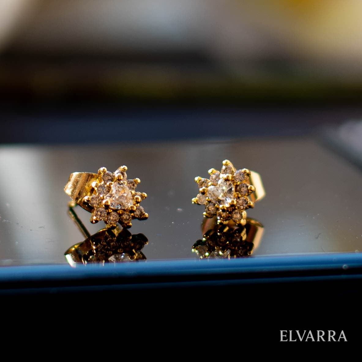Store Stud Earrings with Classic Heart Flower Design minimal jewellery by Elvarra