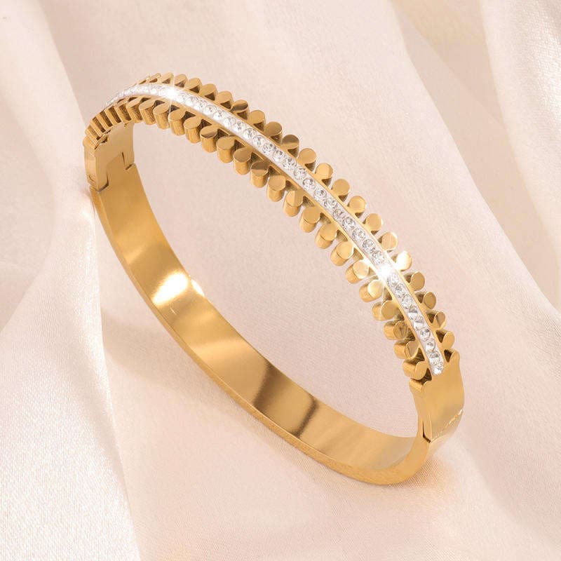 Elvarra Heartline Crystal Gold Bracelet size 2.4 minimal jewellery by Elvarra
