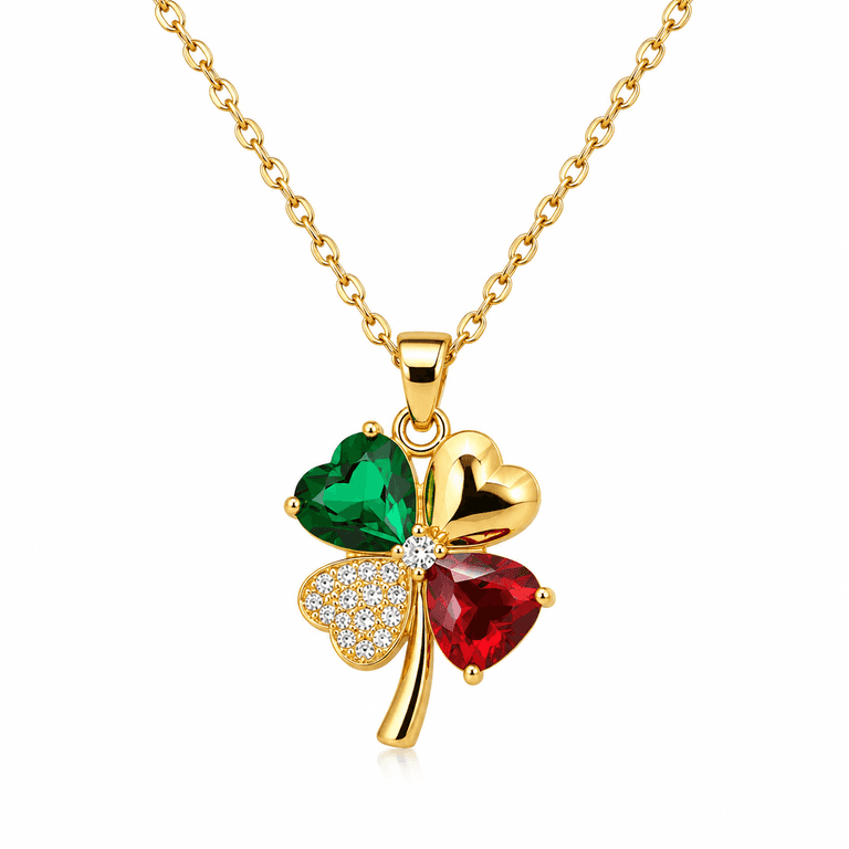 Elvarra Anti-Tarnish Lucky Heart Clover Necklace