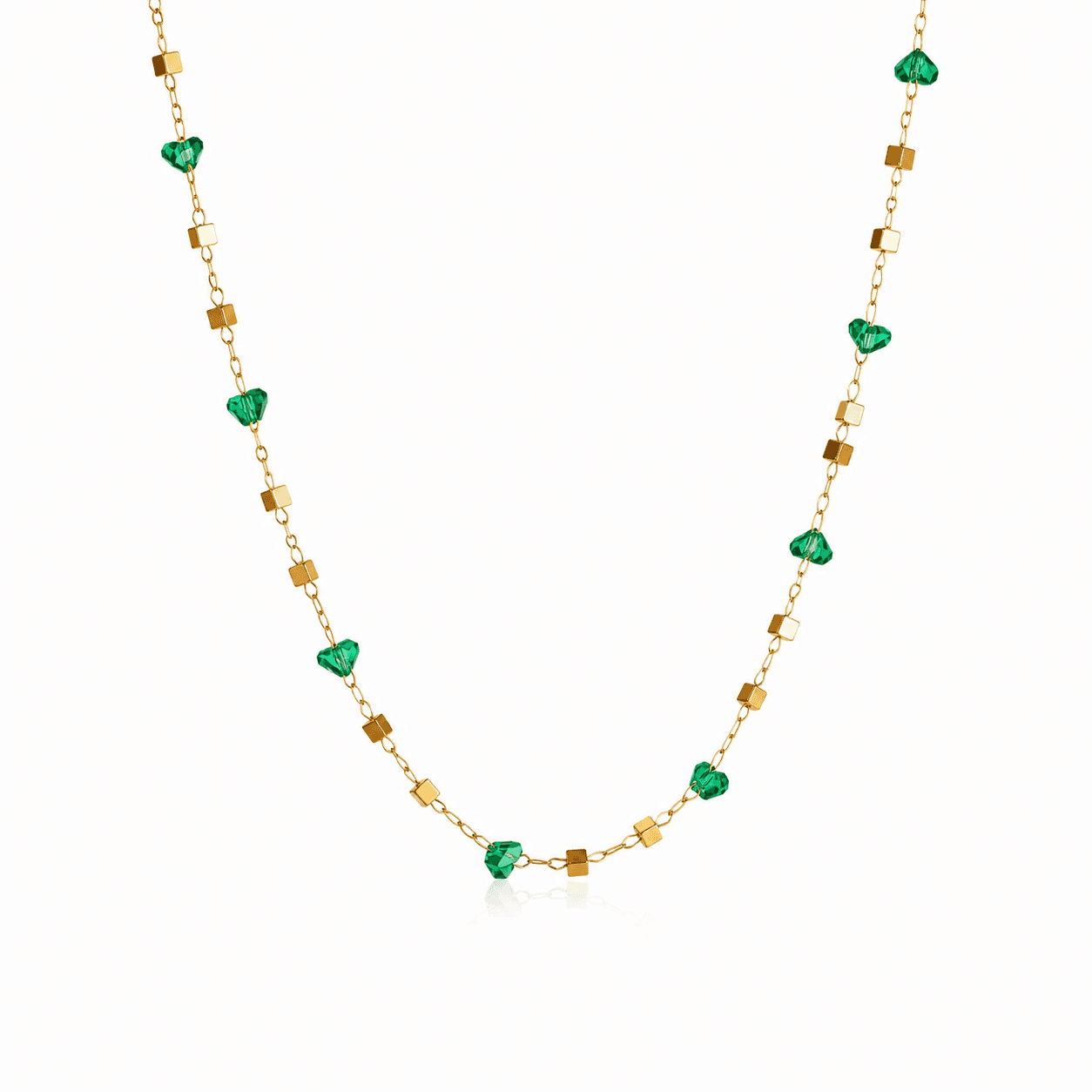 Elvarra Emerald Glow Chain Necklace stainless steel jewellery by Elvarra