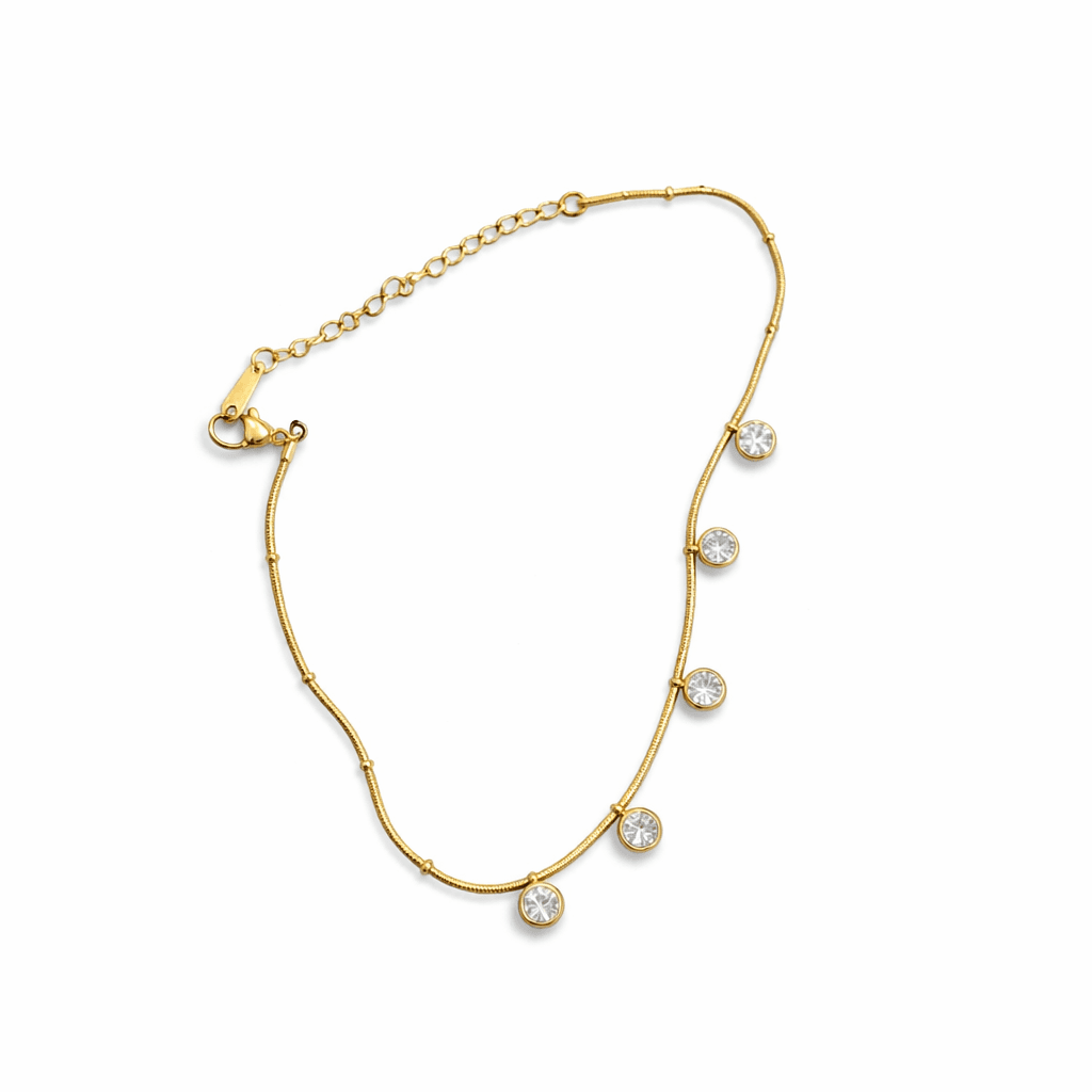 Zircon Anklets Stainless Steel Summer Anklet Beach Foot minimal jewellery by Elvarra