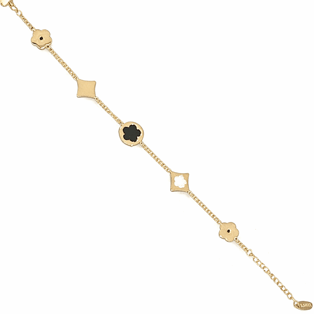 Four Flower Alloy Gold Plated Adjustable Bracelet minimal jewellery by Elvarra
