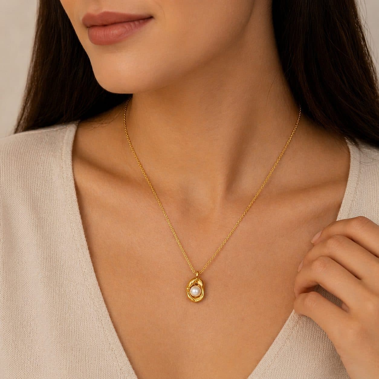 Chic Pearl Pendant Necklace Waterproof Anti Tranish stainless steel jewellery by Elvarra