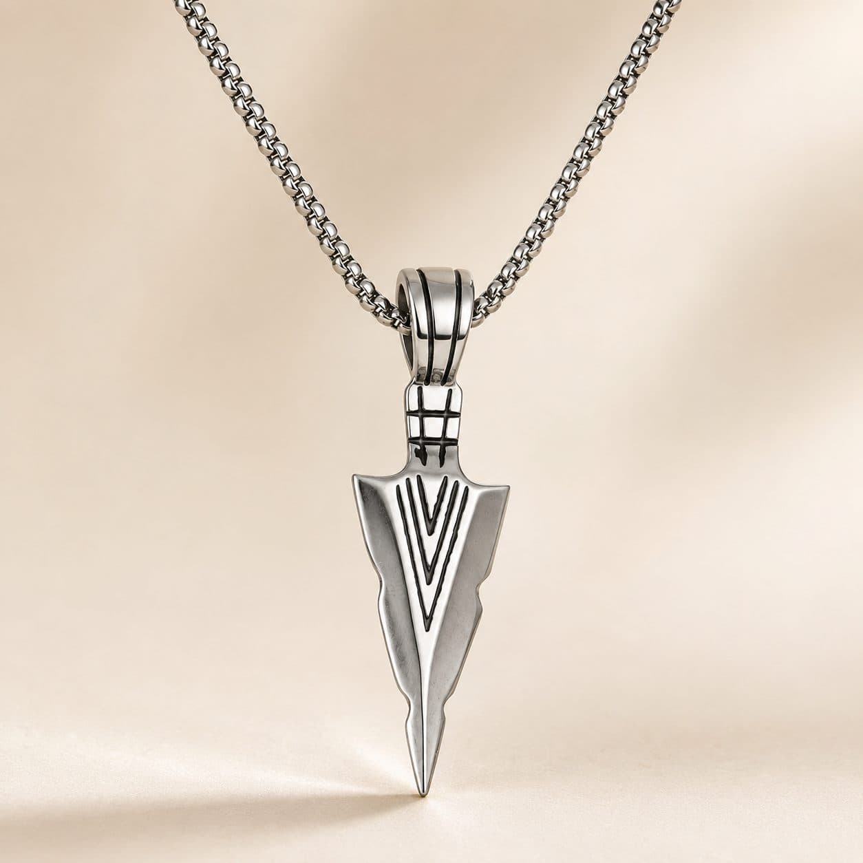 Arrowhead Stainless Steel Pendant Necklace – Minimal Tribal Unisex Jewelry stainless steel jewellery by Elvarra