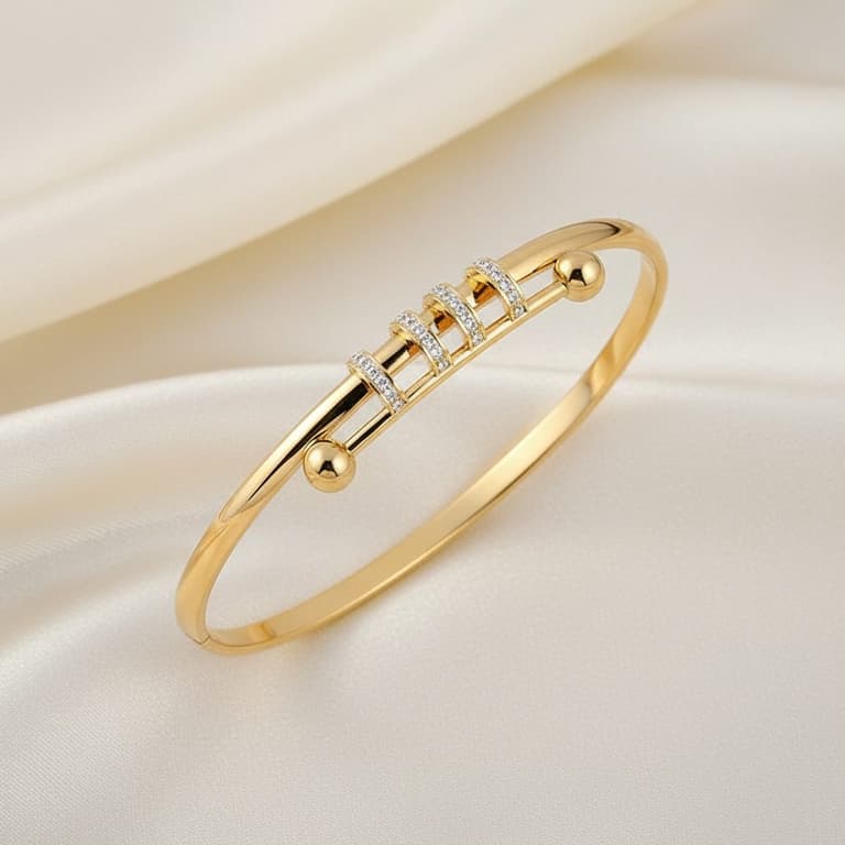 Bracelet Ball Design -Encrusted Charm Bracelet Bangle 2.2 inch