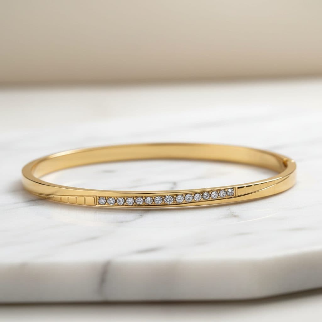 Cubic Zirconia Round Bracelet Bangle size 2.4' minimal jewellery by Elvarra
