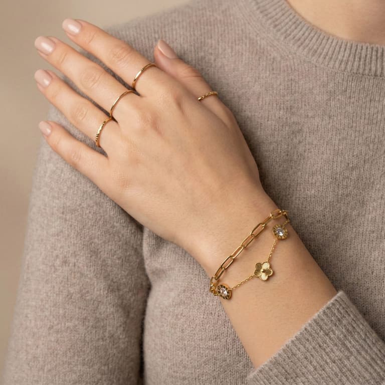 Double-Layer Chain Jewelry Bracelet Stainless Steel