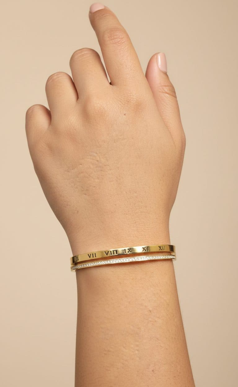 Roman Number Gold Plated Bracelets Stainless Steel size 2.6 (2.37 inch)