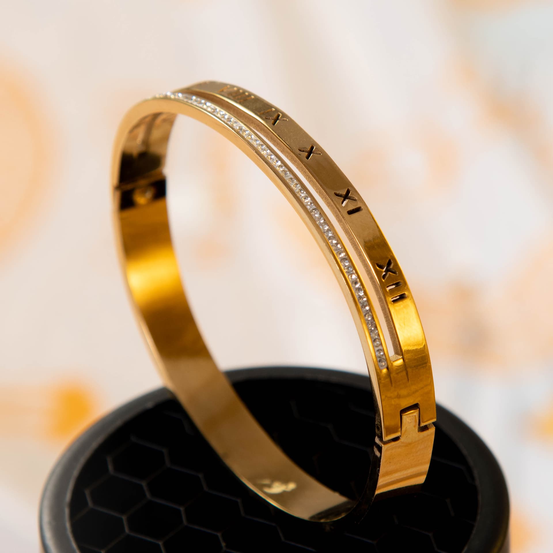 Roman Number Gold Plated Bracelets Stainless Steel size 2.6 (2.37 inch) minimal jewellery by Elvarra