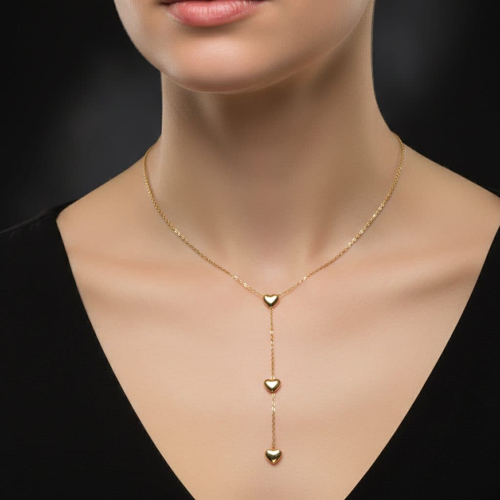 Stainless Steel Elegant Three Heart Pendant Necklace stainless steel jewellery by Elvarra