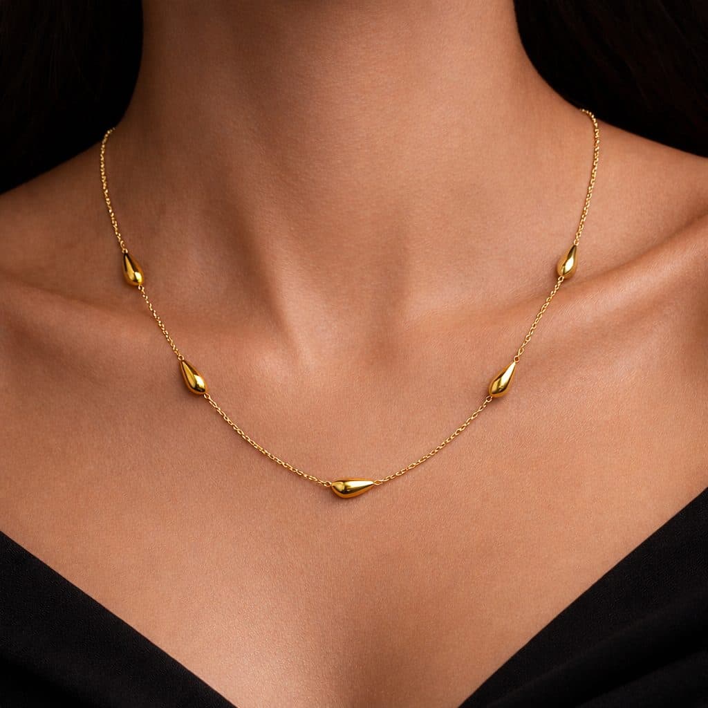 Gold Plated Stainless Steel Jewelry WaterDrop minimal jewellery by Elvarra