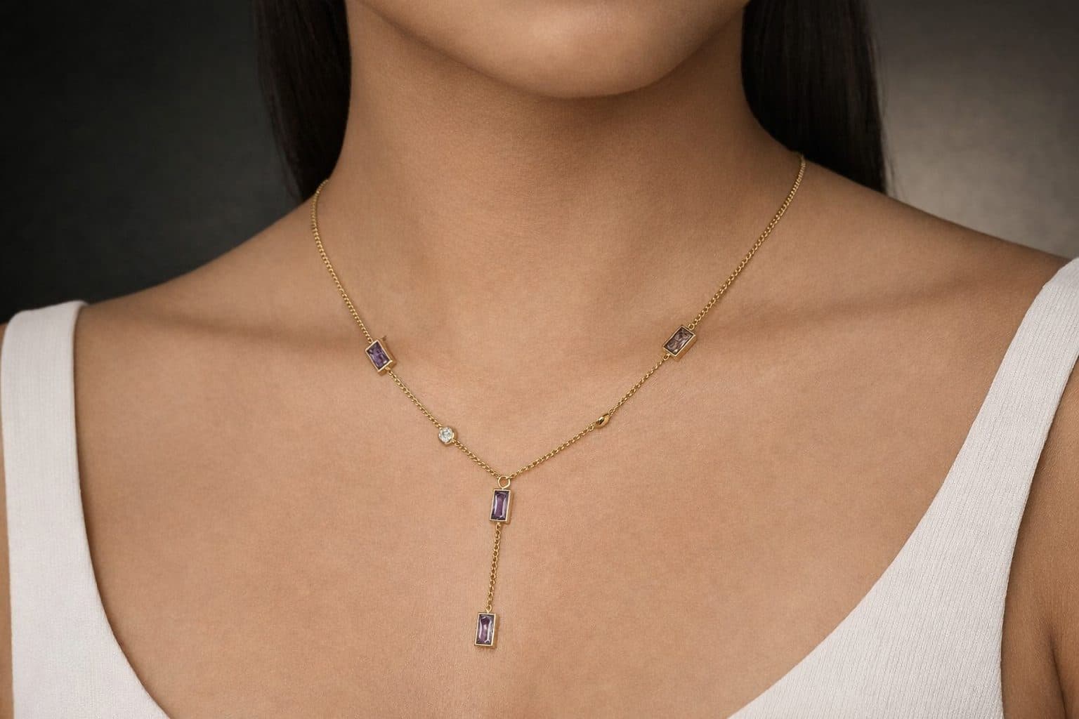 Trendy purple shade Necklace for Women minimal jewellery by Elvarra