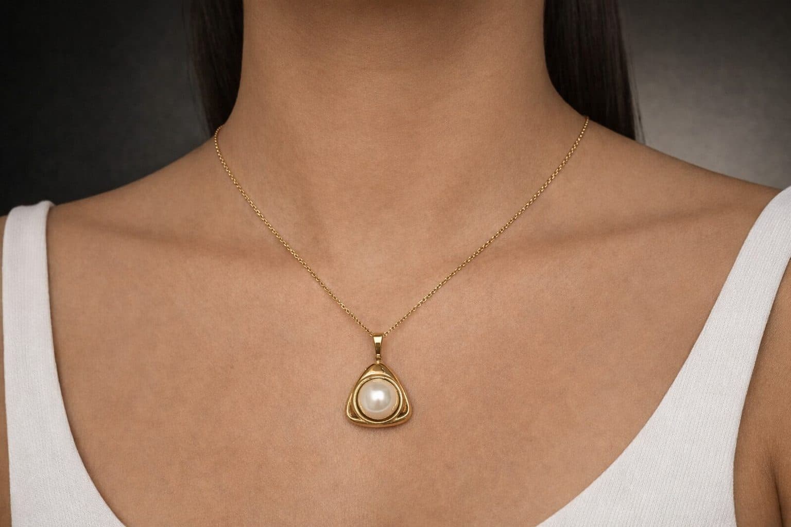 Large Pearl Pendants Necklace Women stainless steel jewellery by Elvarra