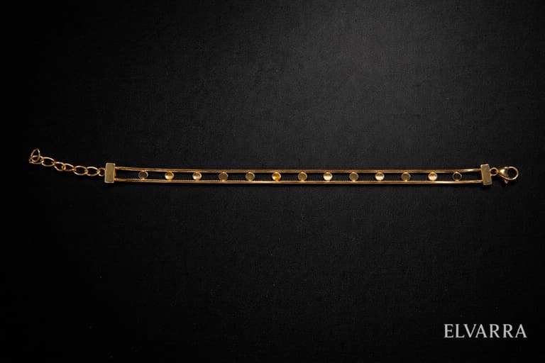 Stainless Steel Gold Plated Snake and Round Chain Bracelet