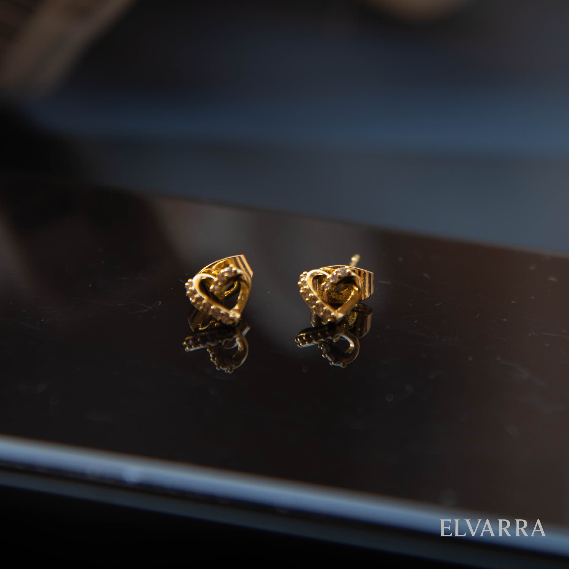 Gold Plated Heart Shape Brass Earrings stainless steel jewellery by Elvarra