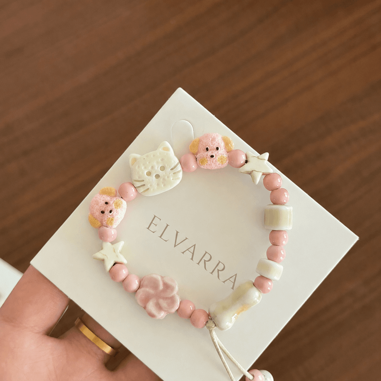 Elvarra Pastel Ceramic Charm Bracelet Pink minimal jewellery by Elvarra