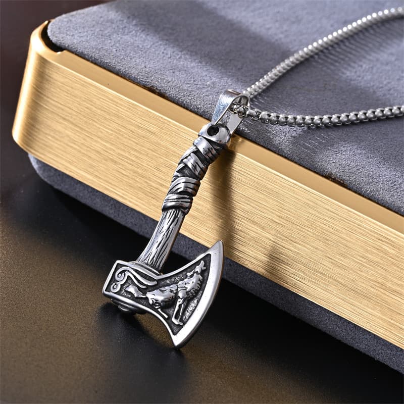 Viking Axe Stainless Steel Pendant Necklace – Norse Warrior Unisex Jewelry stainless steel jewellery by Elvarra