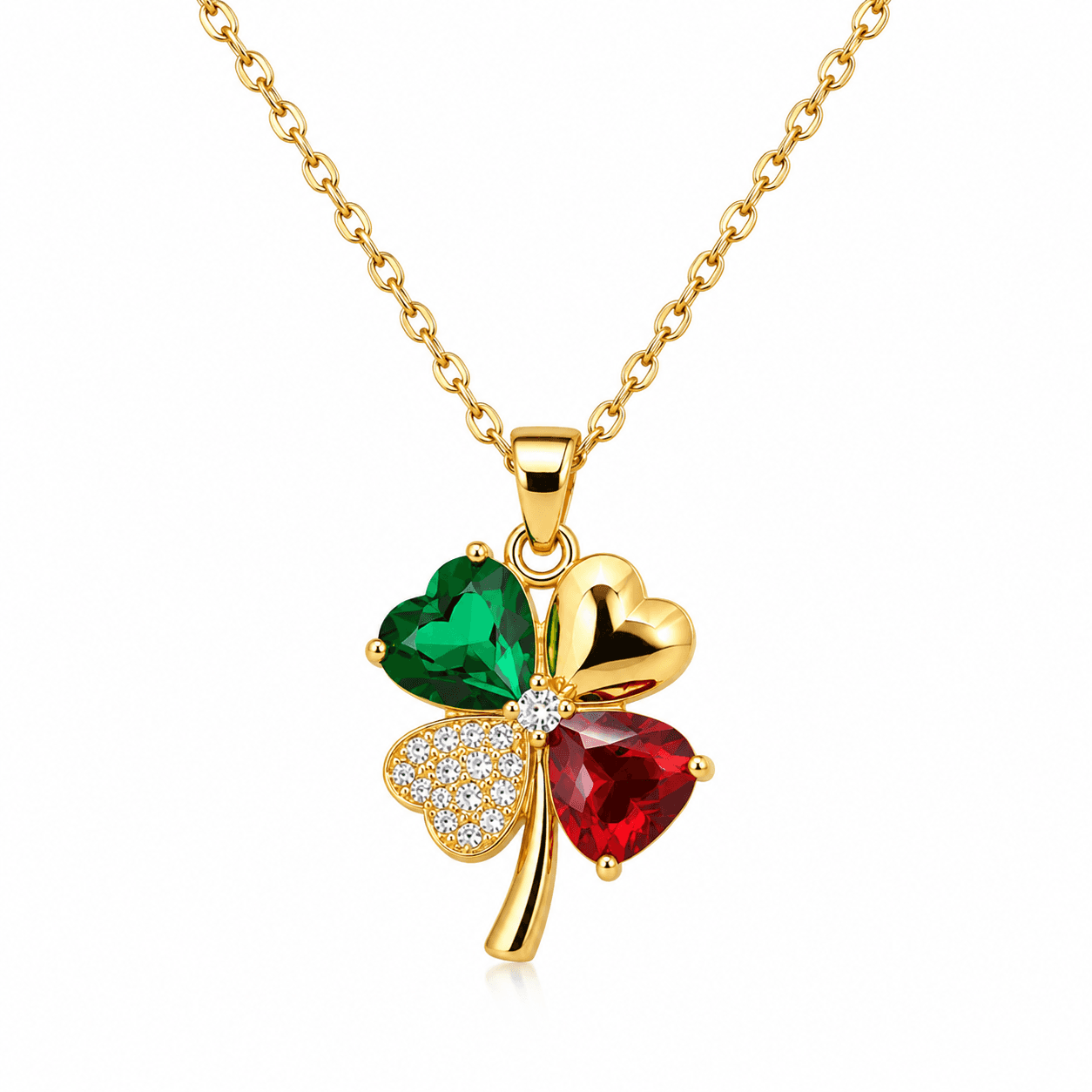 Elvarra Anti-Tarnish Lucky Heart Clover Necklace minimal jewellery by Elvarra