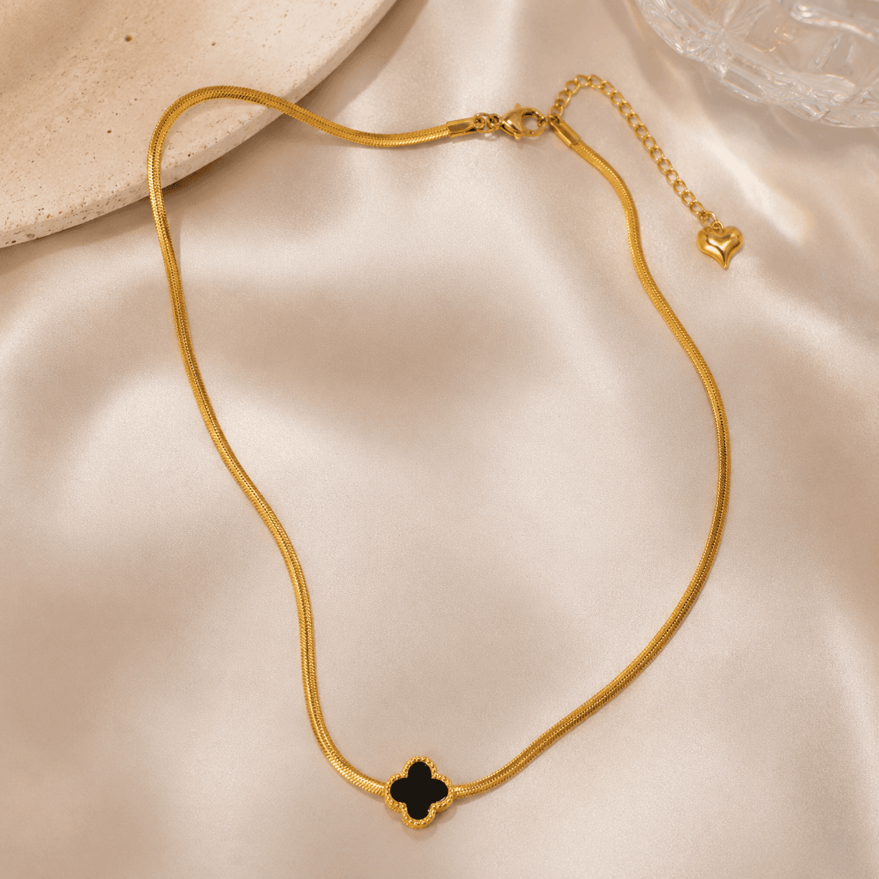 Black Clover Gold Snake Chain Necklace | Anti Tarnish Minimal for Women minimal jewellery by Elvarra