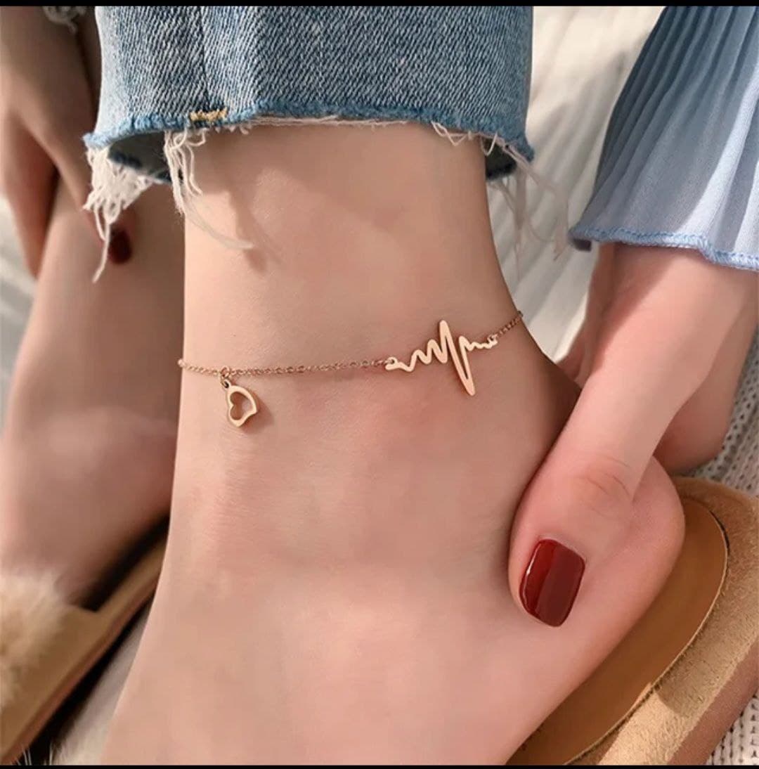 Pretty Elvarra heart charm anklets stainless steel jewellery by Elvarra